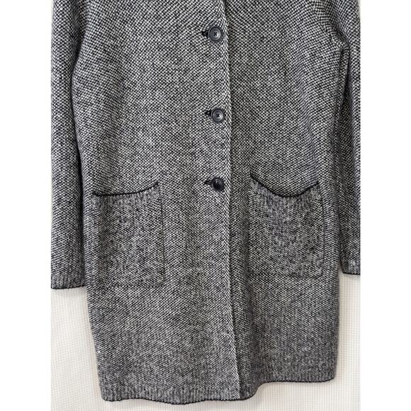 LIZ CLAIBORNE! BLACK, WHITE MICRO WEAVE OVERSIZED CARDI SWEATER! SZ L - Picture 5 of 9